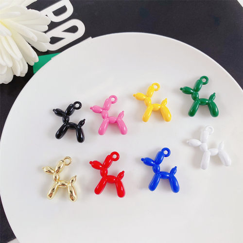 10Pcs European Alloy 3D Balloon Dog Pendant Charms Jewelry M