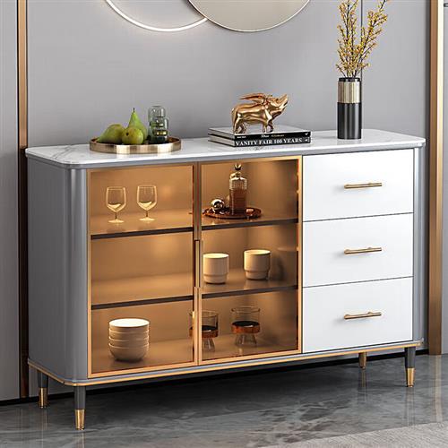 律哲2023岩板餐柜轻奢靠墙碗盘柜厨房放碗盘柜子收纳柜家用收纳柜