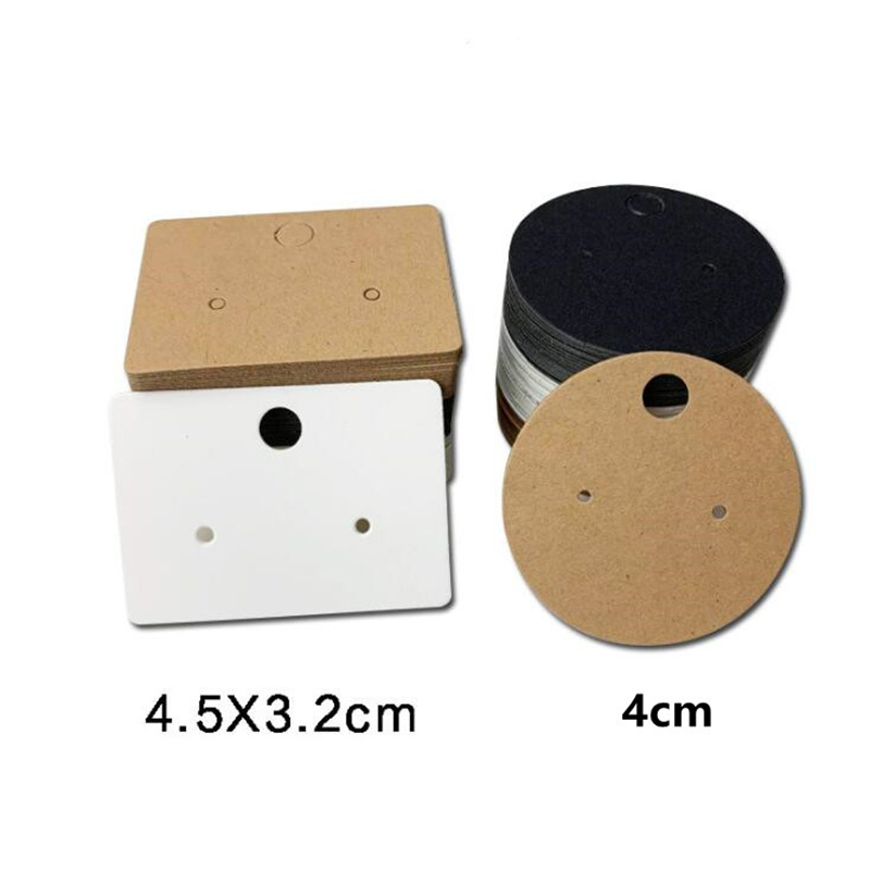 100pcs Round Cardboard Earring Display Cards Blank Kraft Pap