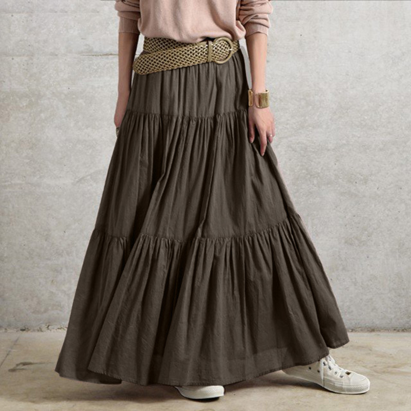 Autumn Summer Long Skirts Vintage Womens Ruffles Skirt Spri