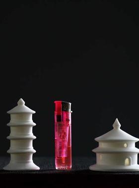 陶瓷故宫造型宝塔亭子中国风微景观造景装饰品茶道配件 创意摆件