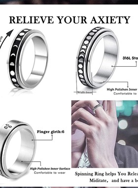 Anxiety Ring For Women Men Moon Fidgets Rings 2022 nd Punk R