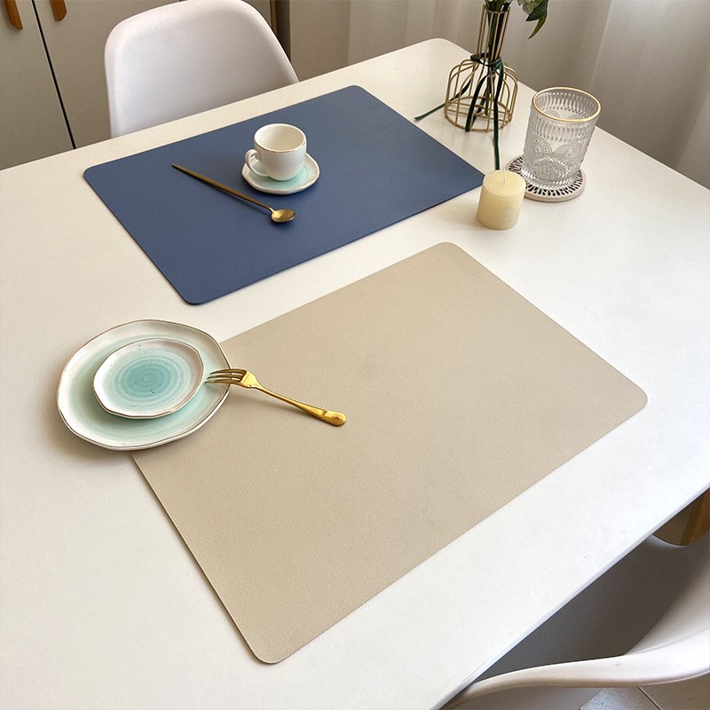 Nordic solid double-layer leather placemats heat-proof pads