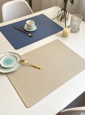 Nordic solid double-layer leather placemats heat-proof pads