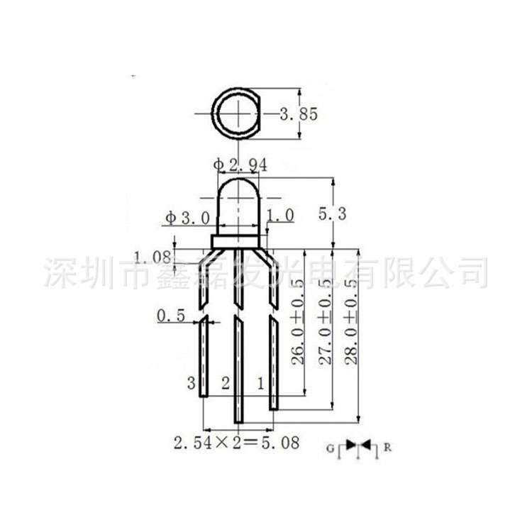 厂家 3mm透明f3直插双色LED灯珠 共阴共阳红绿红蓝红黄发光二极管
