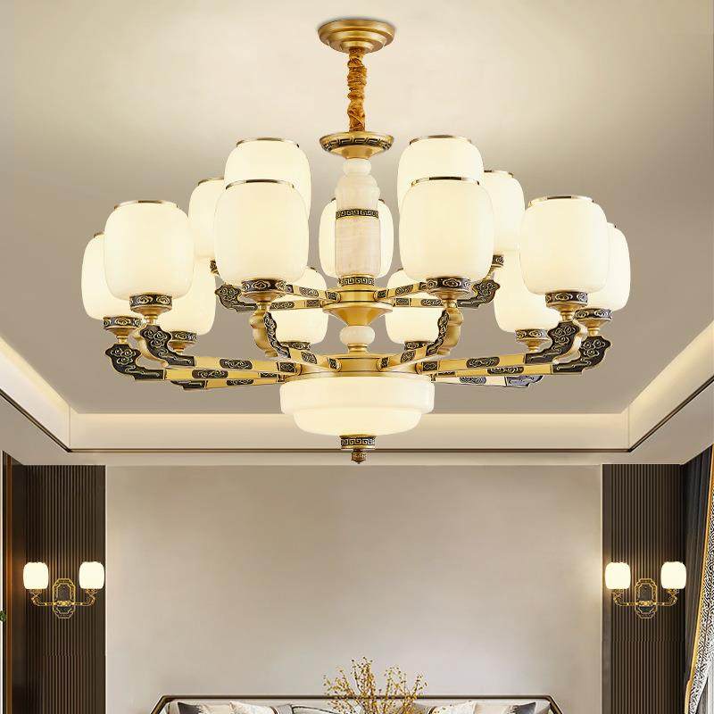 新中式客厅吊灯大气中国风家用书房别墅复式楼灯具中山古镇灯饰