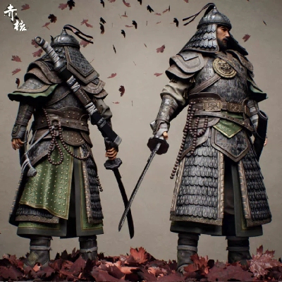 中国古代甲胄古代将军铠甲甲胄士兵3d模型ZBrush雕刻模型FBX
