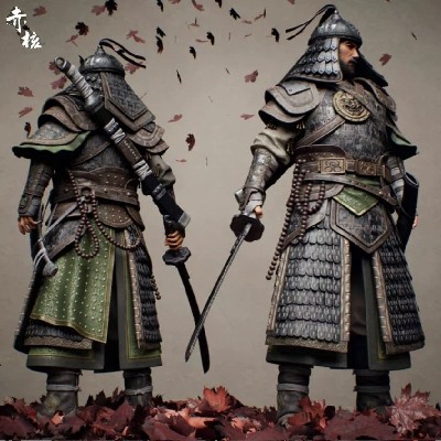 中国古代甲胄古代将军铠甲甲胄士兵3d模型ZBrush雕刻模型FBX