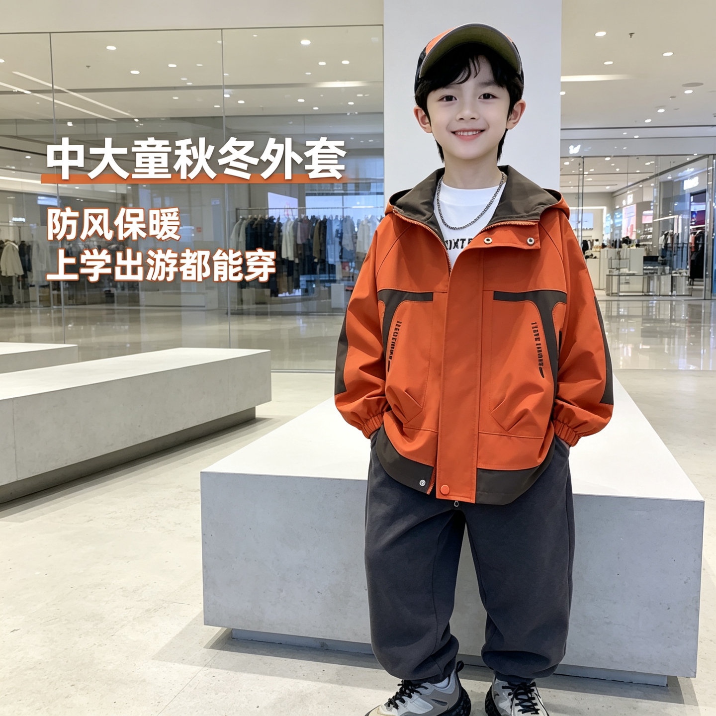 男童春秋防风冲锋衣2026新款户外