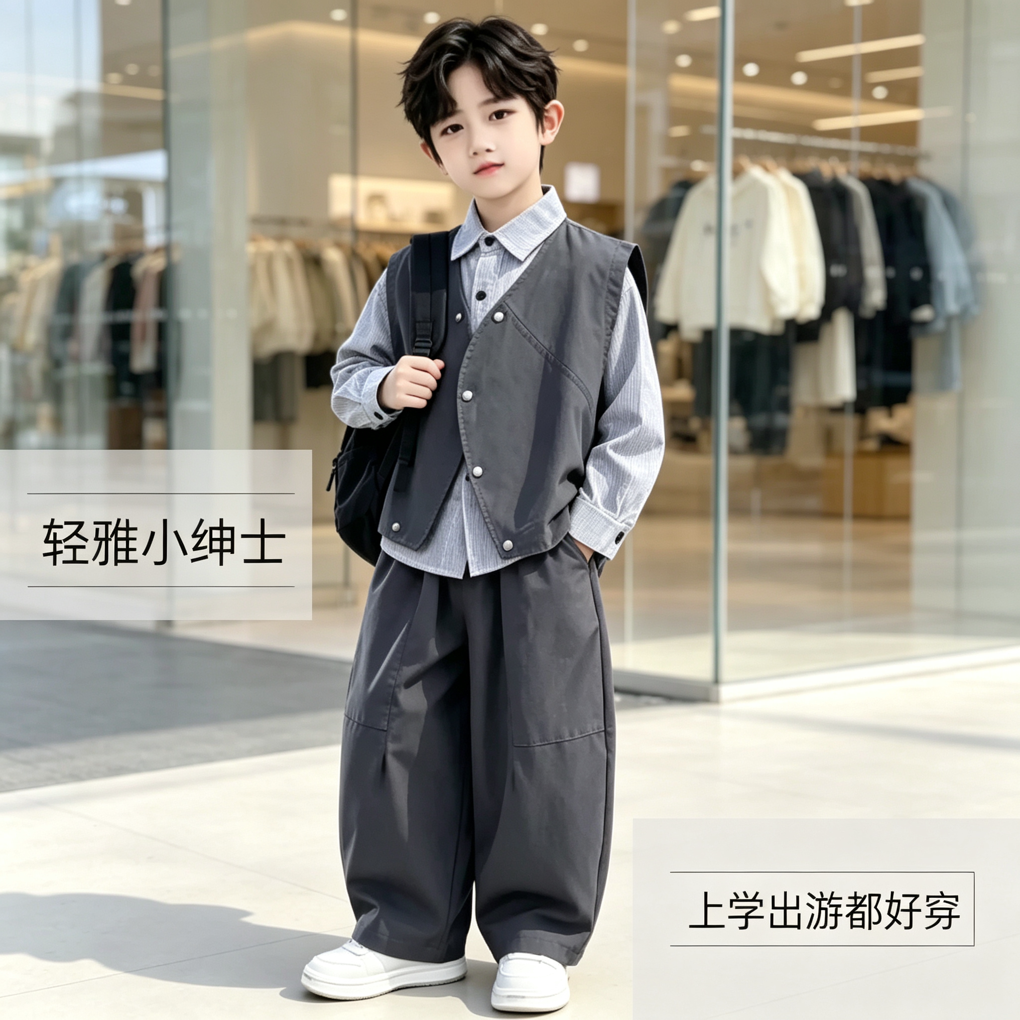 男童马甲三件套春装2026新款洋气