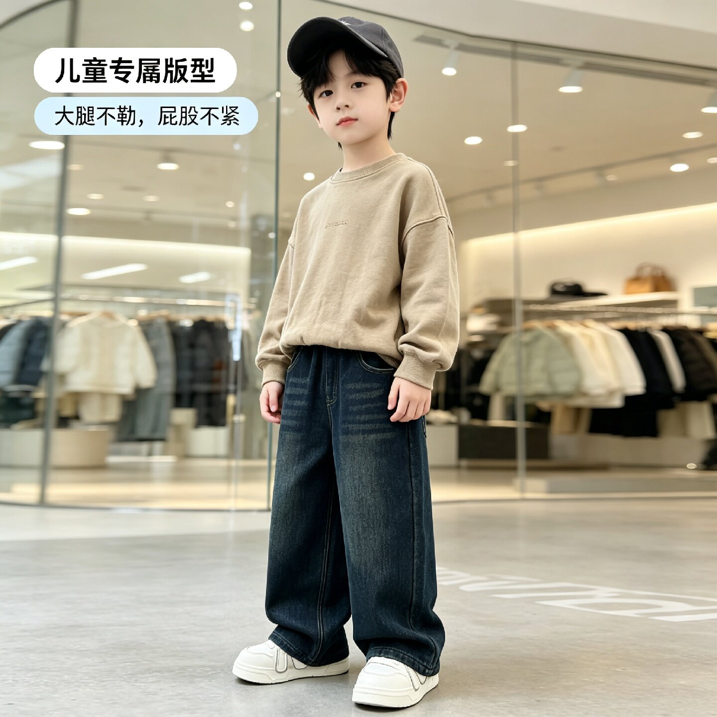男童潮牌阔腿牛仔裤春秋新款洋气