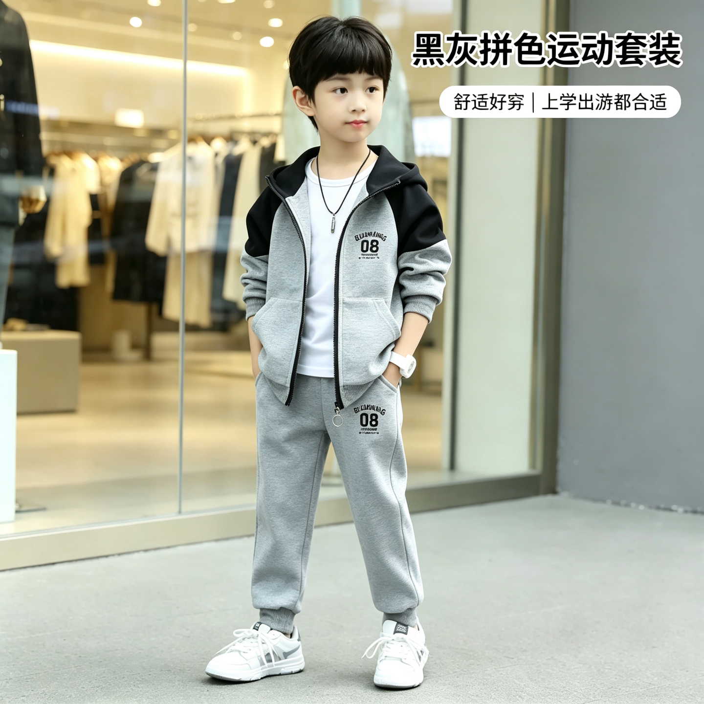 儿童春秋新款男童开衫卫衣+含