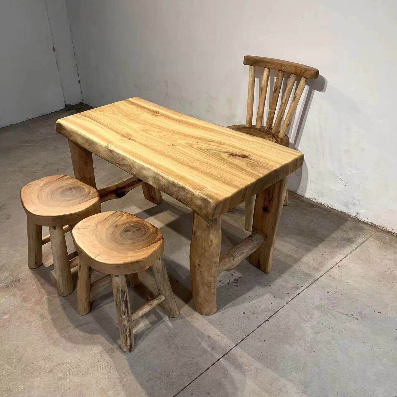 香樟木实木大板桌面组合客栈茶桌办公桌子民宿原木跑茶桌家具餐桌