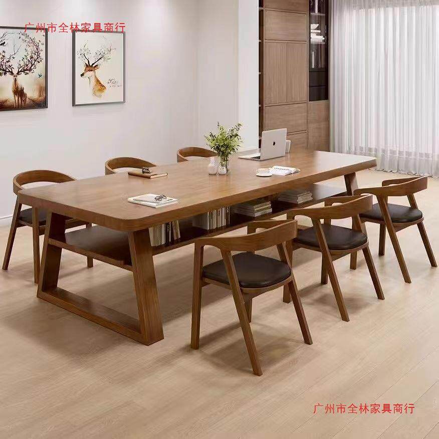 双层实木大长书桌客厅双人学习桌现代简约家用电脑桌阅读桌工作台