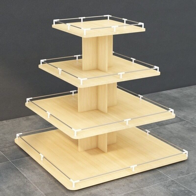 现货批发中岛柜木质展柜展示柜超市货架展示架堆头产品母婴圆形零