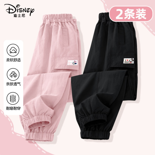 迪士尼女童工装裤子夏季大童长裤