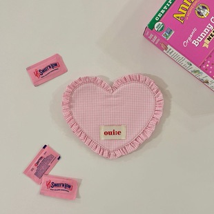 ins新款花边爱心格子杯垫可爱布艺首饰隔热防烫挂式垫拍摄垫ins风