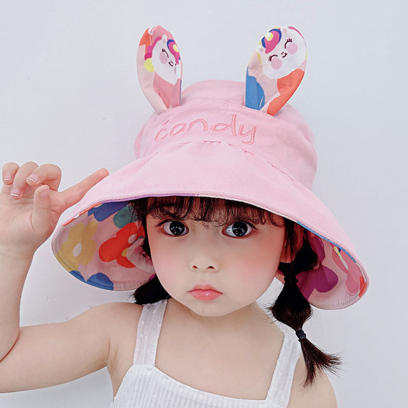 儿童防晒遮阳帽夏季女童户外沙滩帽男宝宝空顶太阳帽子女孩大帽檐