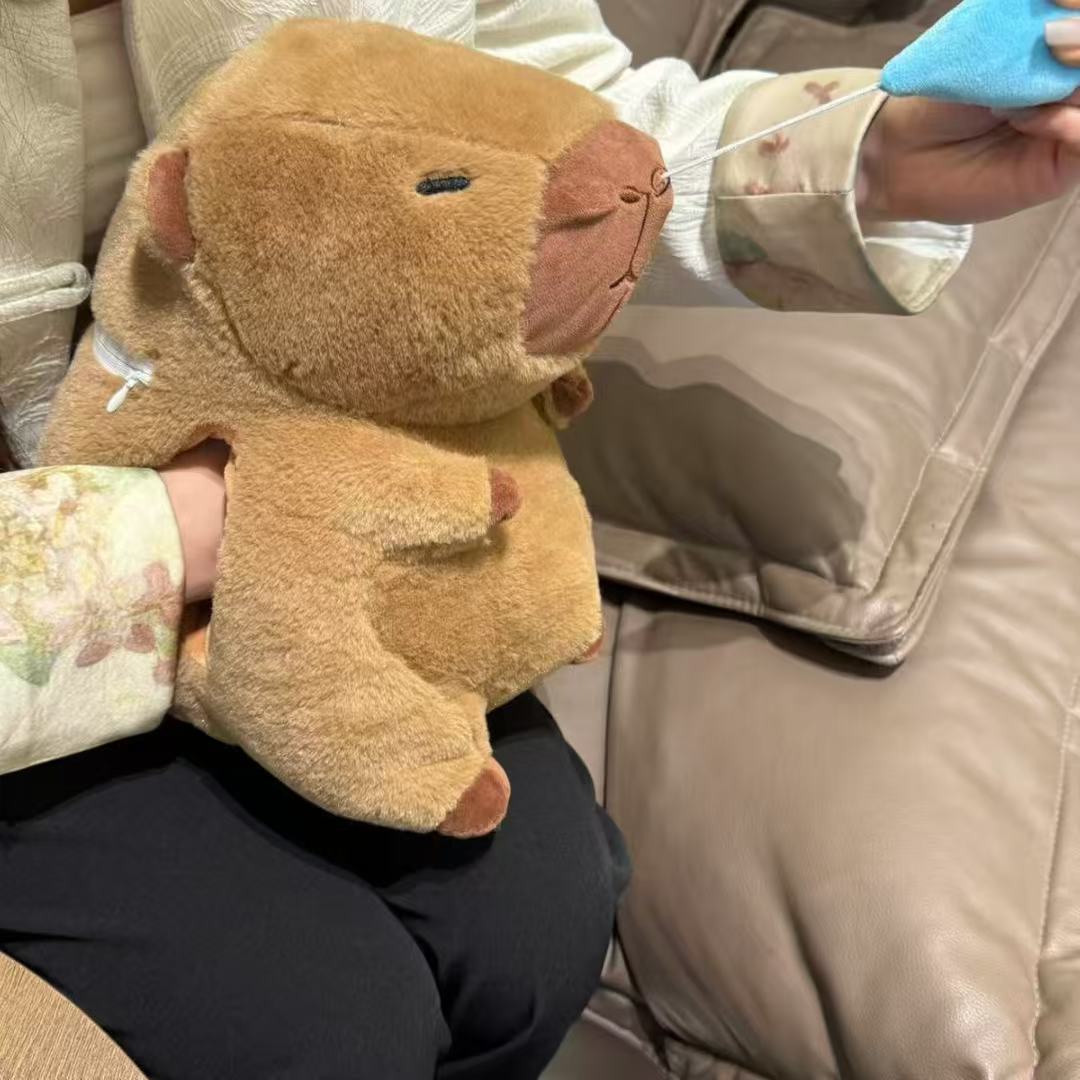 卡皮巴拉暖手爆款热水袋注水式可爱公仔玩偶毛绒玩具鼻涕水豚插手