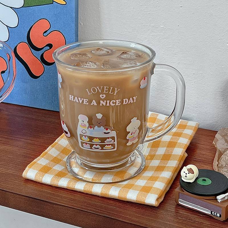 日韩ins大容量奶茶玻璃杯心果汁牛奶杯咖啡杯早餐杯子
