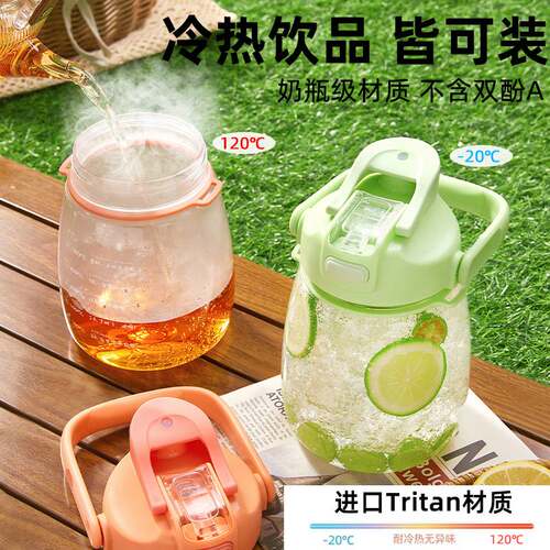 大容量水杯女学生儿童上学专用运动大水壶夏季吸管杯子大肚杯