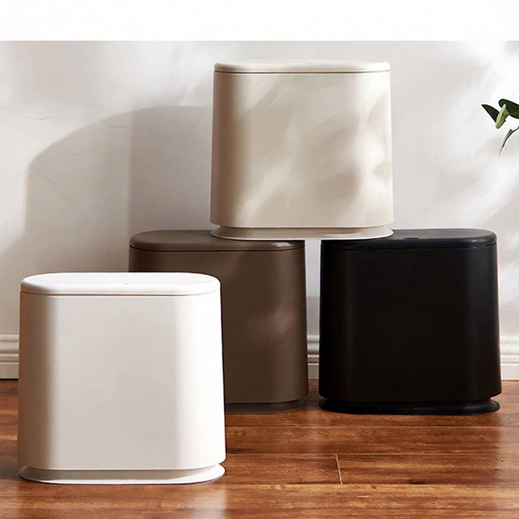 日式椭圆形按压式弹盖垃圾桶卫生间夹缝塑料桶分类收纳纸篓家用桶