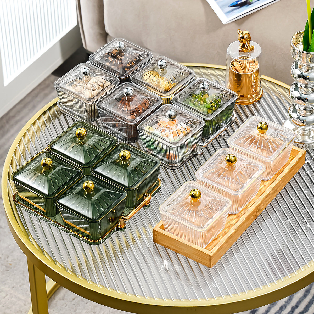 水果盘客厅家用塑料茶点茶几零食干果坚糖果小吃碟点心收纳盒分格