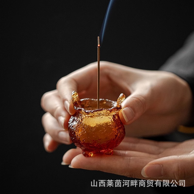 琉璃创意小香炉文房雅玩琴炉塔香炉摆件中式复古小号线香插