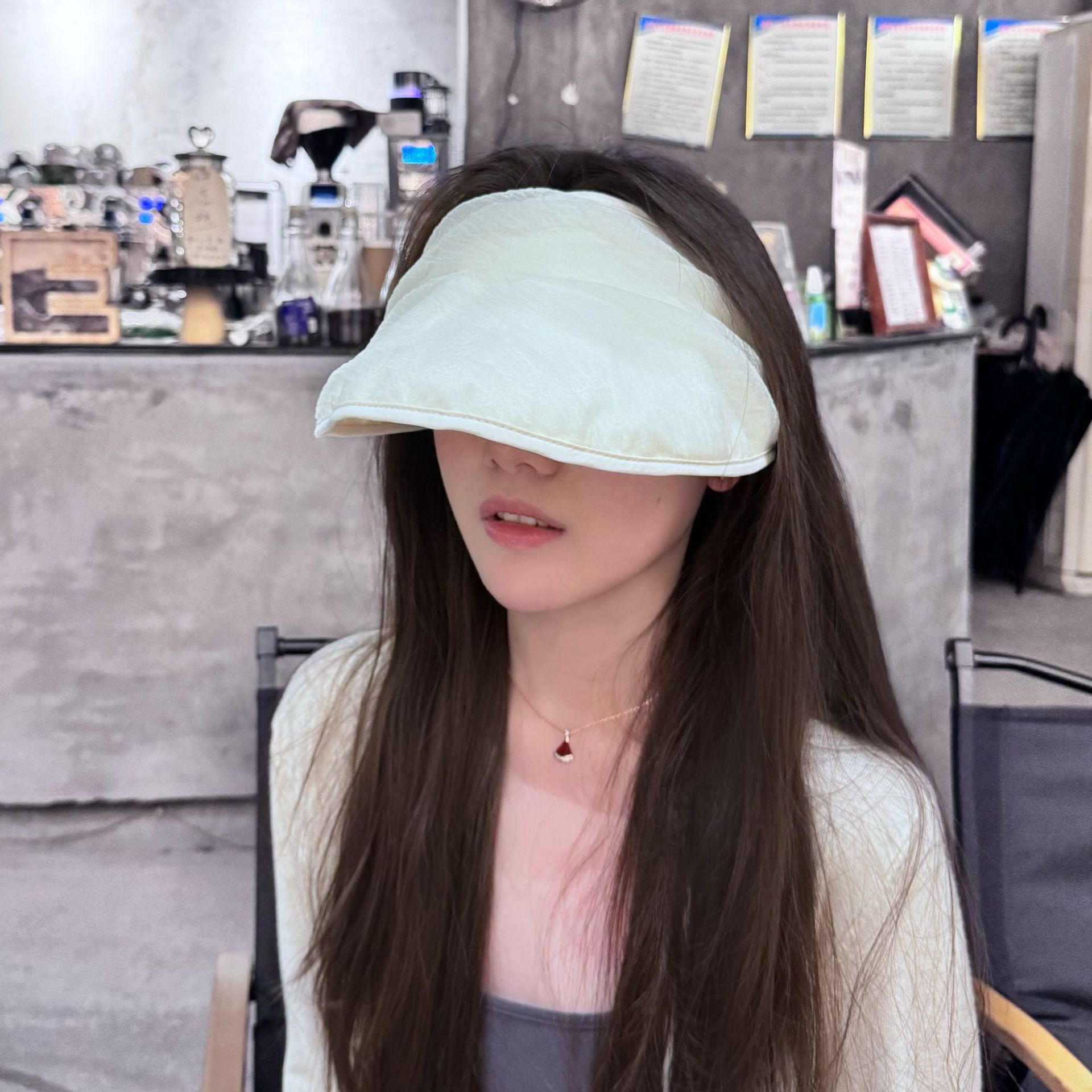 夏季新品防晒遮阳帽帽子女韩版珍珠欧根纱大帽檐空顶帽出游