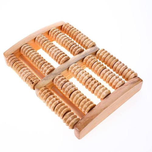 大五排足部足疗脚部按摩 木质脚底滚轮按摩器细彩六排按摩器