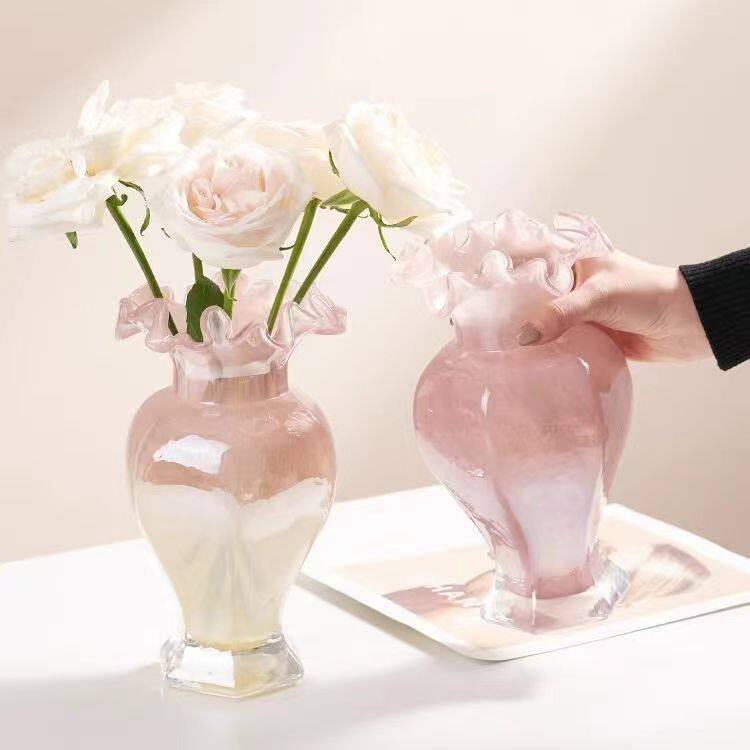 法式中古玻璃花瓶高级感摆件高颜值水培插花装饰餐桌家居简约鲜花