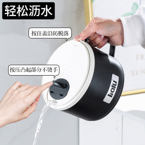 304不锈钢泡面碗可沥水大容量碗带盖学生方便面碗食堂打饭专用碗
