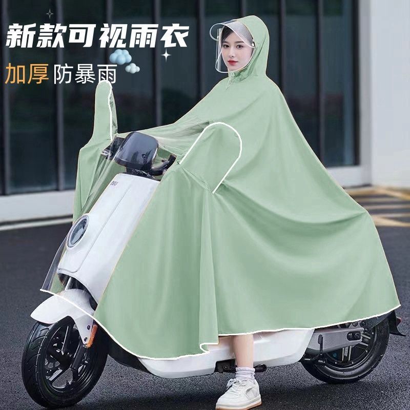 电动车雨披加厚加長可以带头盔成人雨衣防爆雨摩托电瓶车骑行雨衣