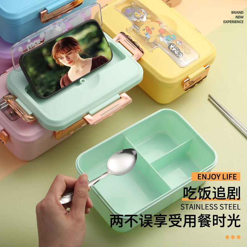 便捷创意饭盒可微波炉分格日韩餐盒学生上班族保鲜盒便当盒带餐具