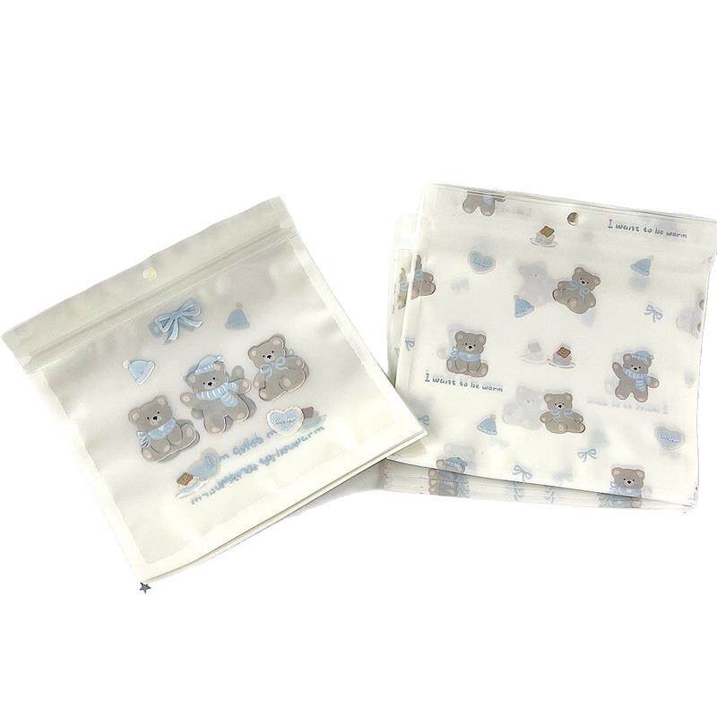 热销可爱小蓝熊自封袋透明密封袋手账饰品打包收纳包装袋糖果分装