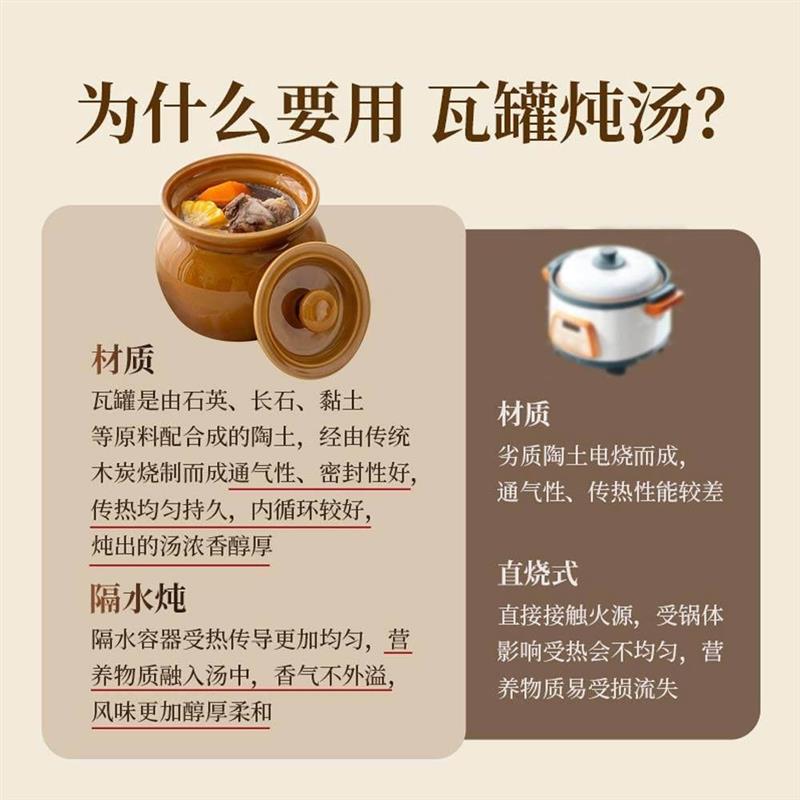 热销瓦罐炖盅隔水炖家用小瓦罐煨汤一人份陶瓷罐带盖汤罐煲汤燕窝