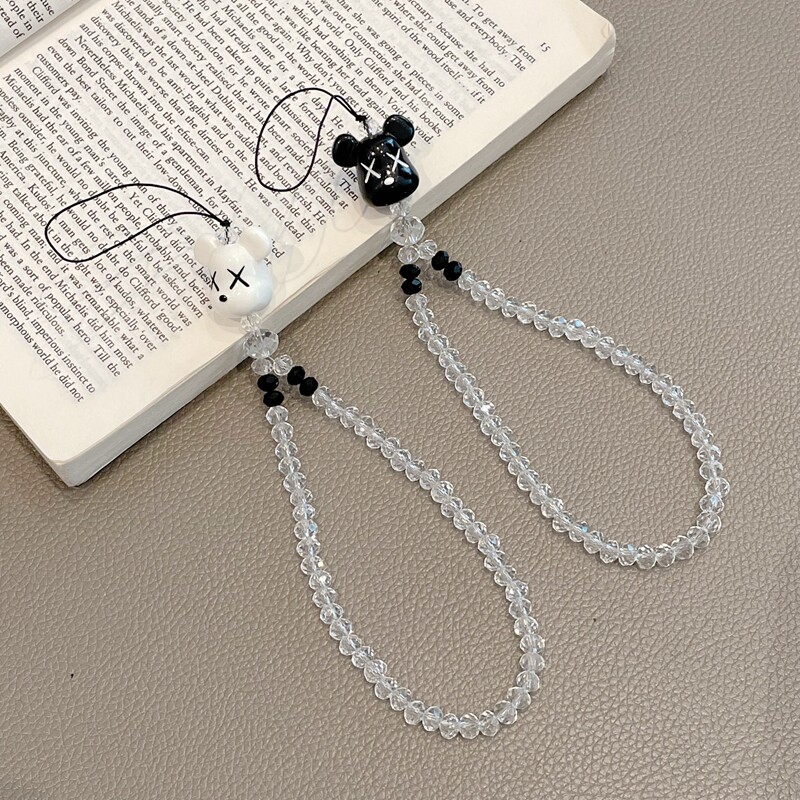 热销水晶手绳手机挂绳短款挂手腕绳指环腕带女手工串珠手机挂件结