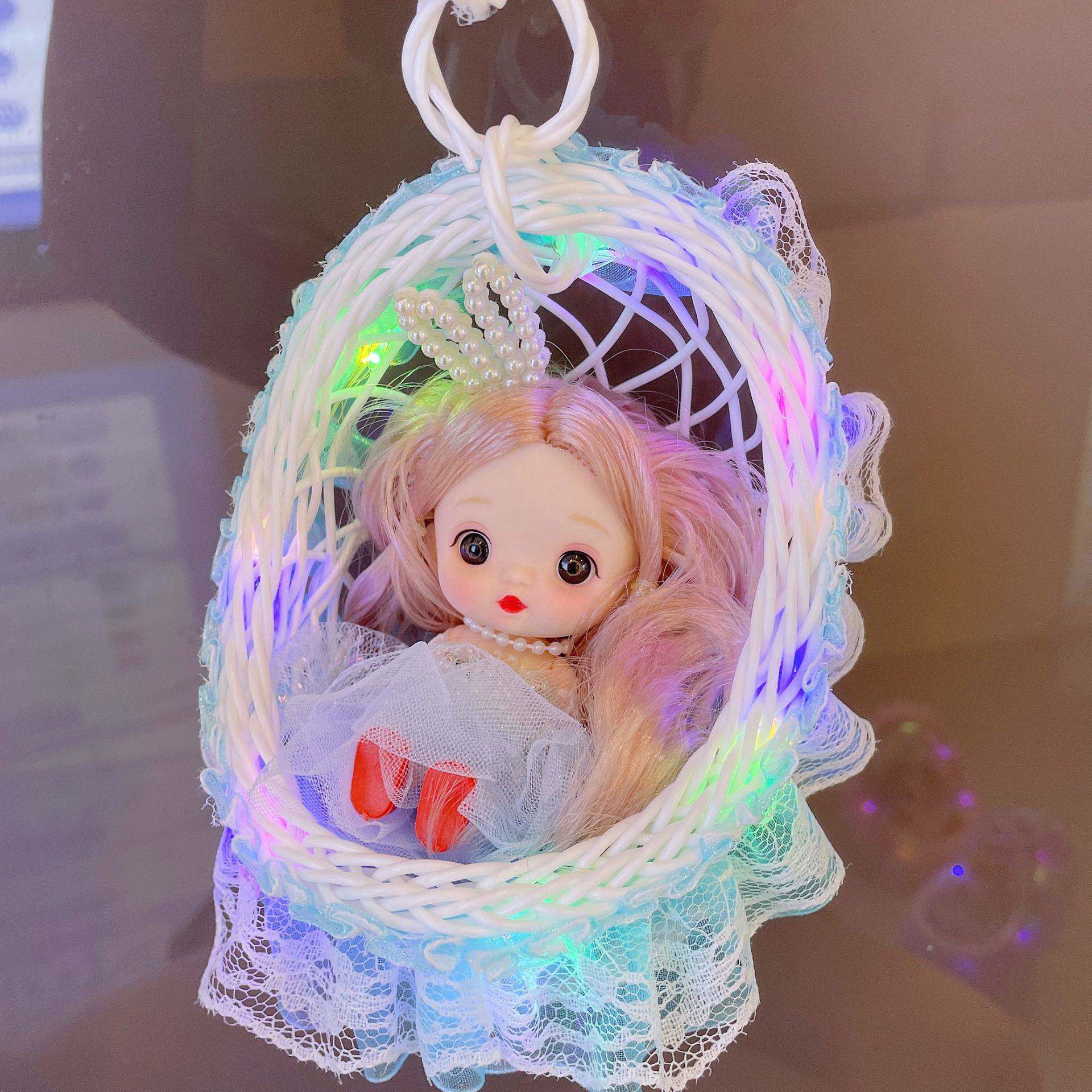 网红七彩发光手提吊篮芭巴比娃娃可变幻灯光洋娃娃义乌玩具摆地摊