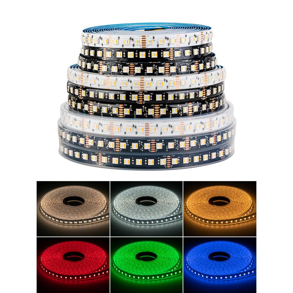 LED灯带5050RGBCW五合1冷暖白光贴片高亮灯珠室内装饰灯12V软灯条