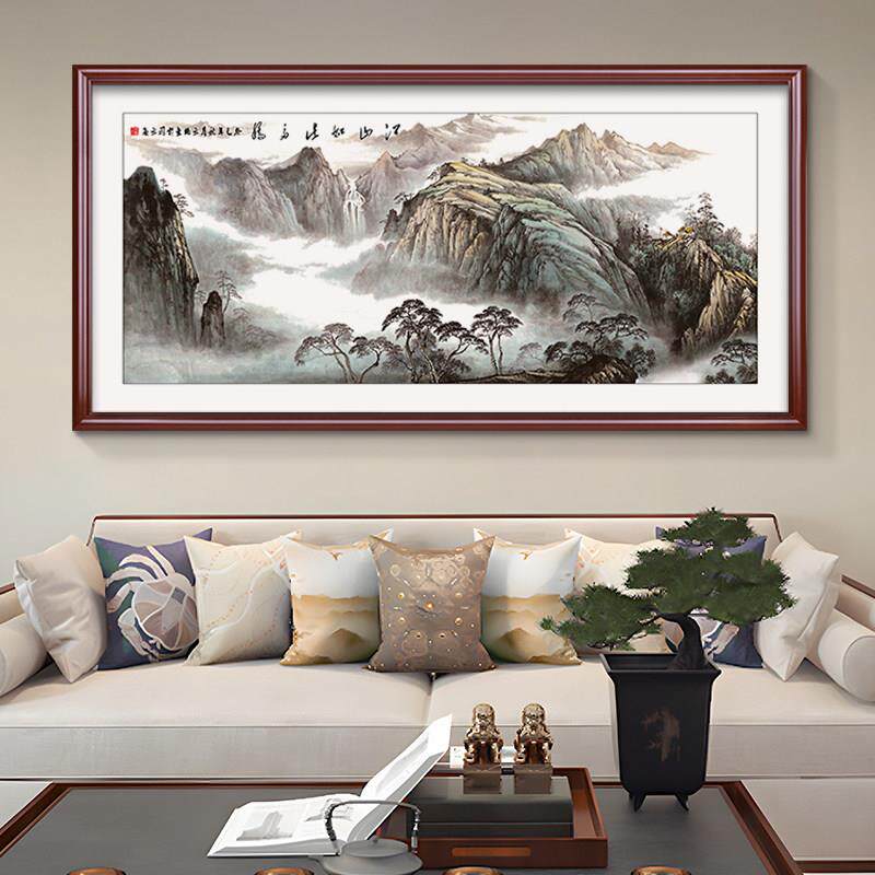 国画 画山水画 画客厅挂画 画新中式沙发背景墙装饰画 画背有靠山