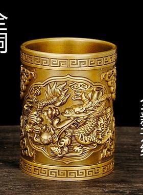 笔筒纯铜摆件龙马鹰办公室桌面书房客厅送礼创意装饰品摆设烟灰缸