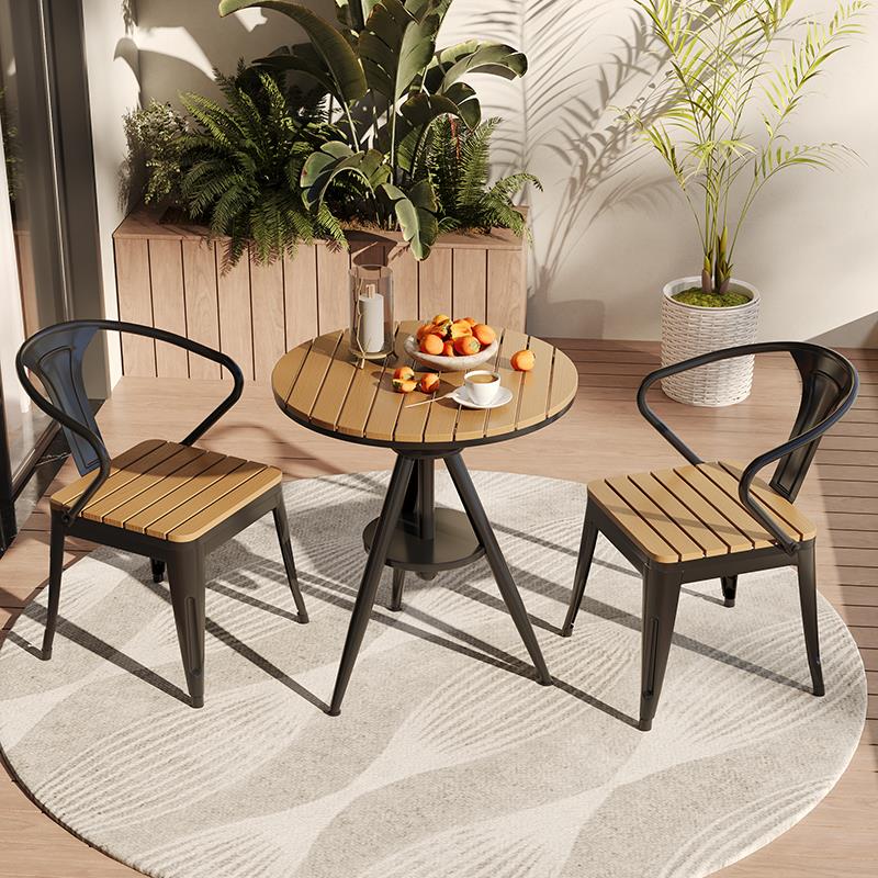 庭院阳台桌椅咖啡厅奶茶店室外圆桌子户外露天休闲 可升降桌椅组