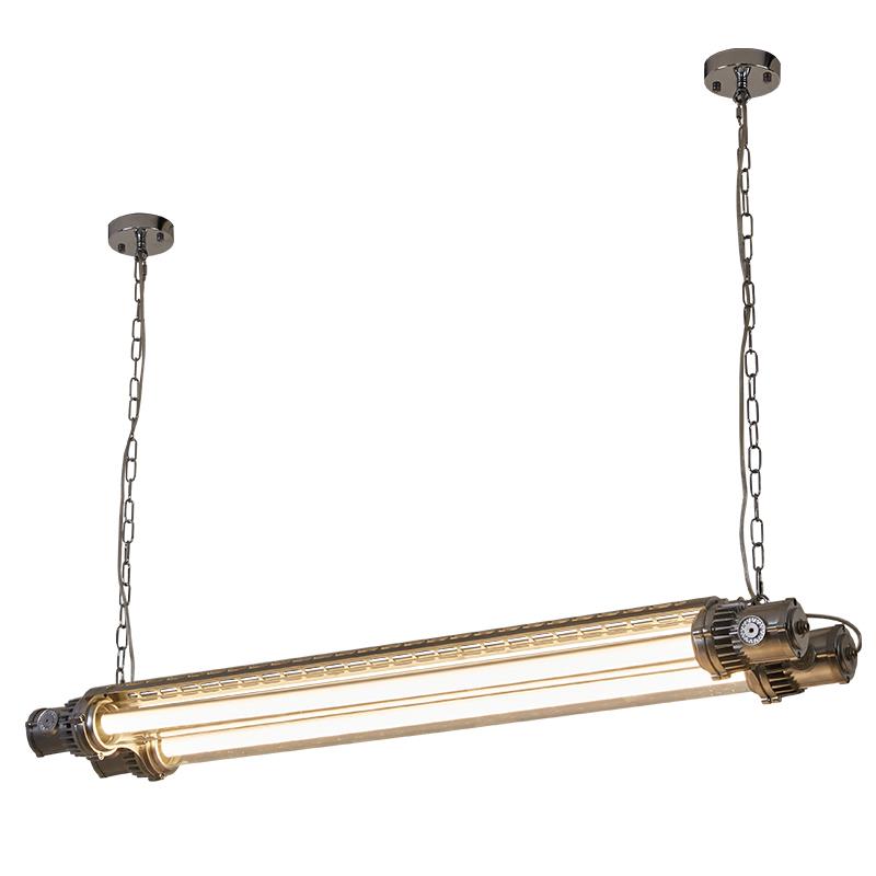 loft覆古铸铝工业风长条荧光吊灯创意个性吧台餐厅咖啡馆银色灯具