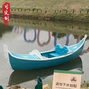 欧式新款贡多拉水上复古怀旧装饰船木船威尼斯两头尖船婚庆花船