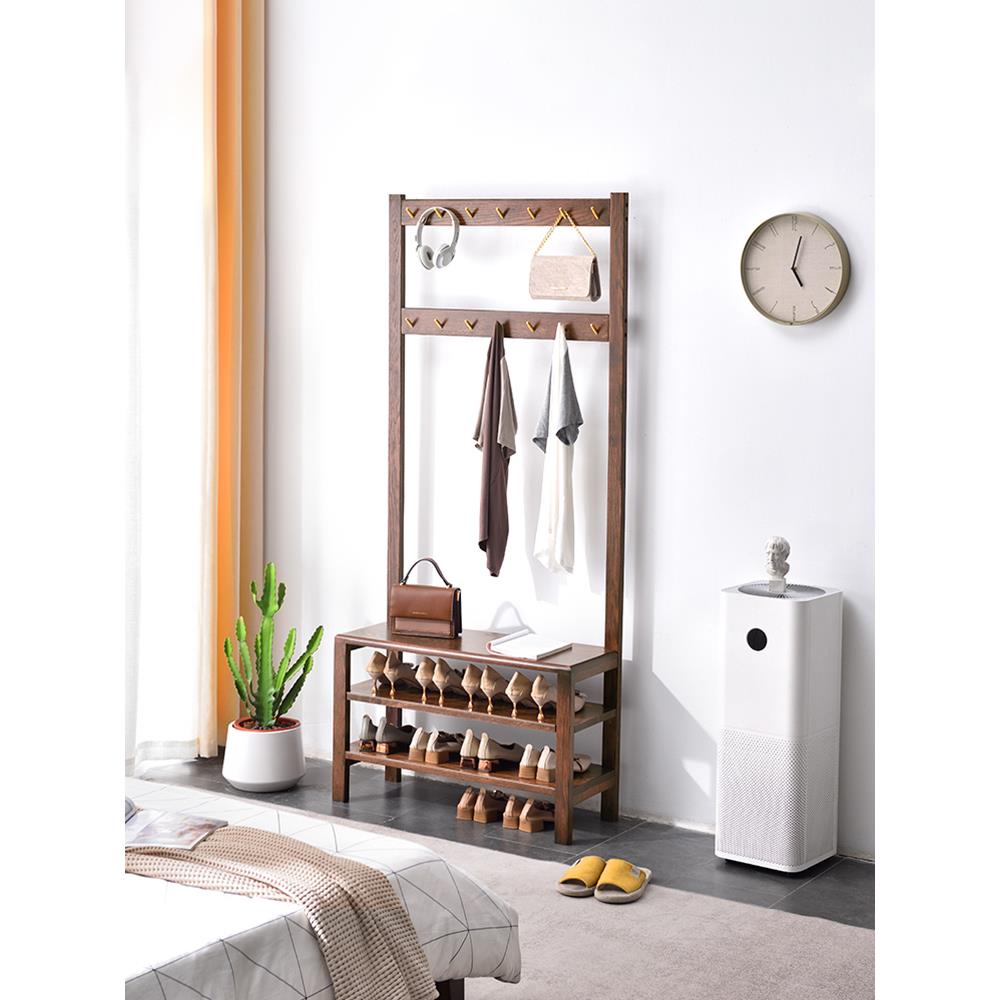 采购产品橡木衣架，实木衣架，落地门袋，换鞋凳，挂衣，入口后一