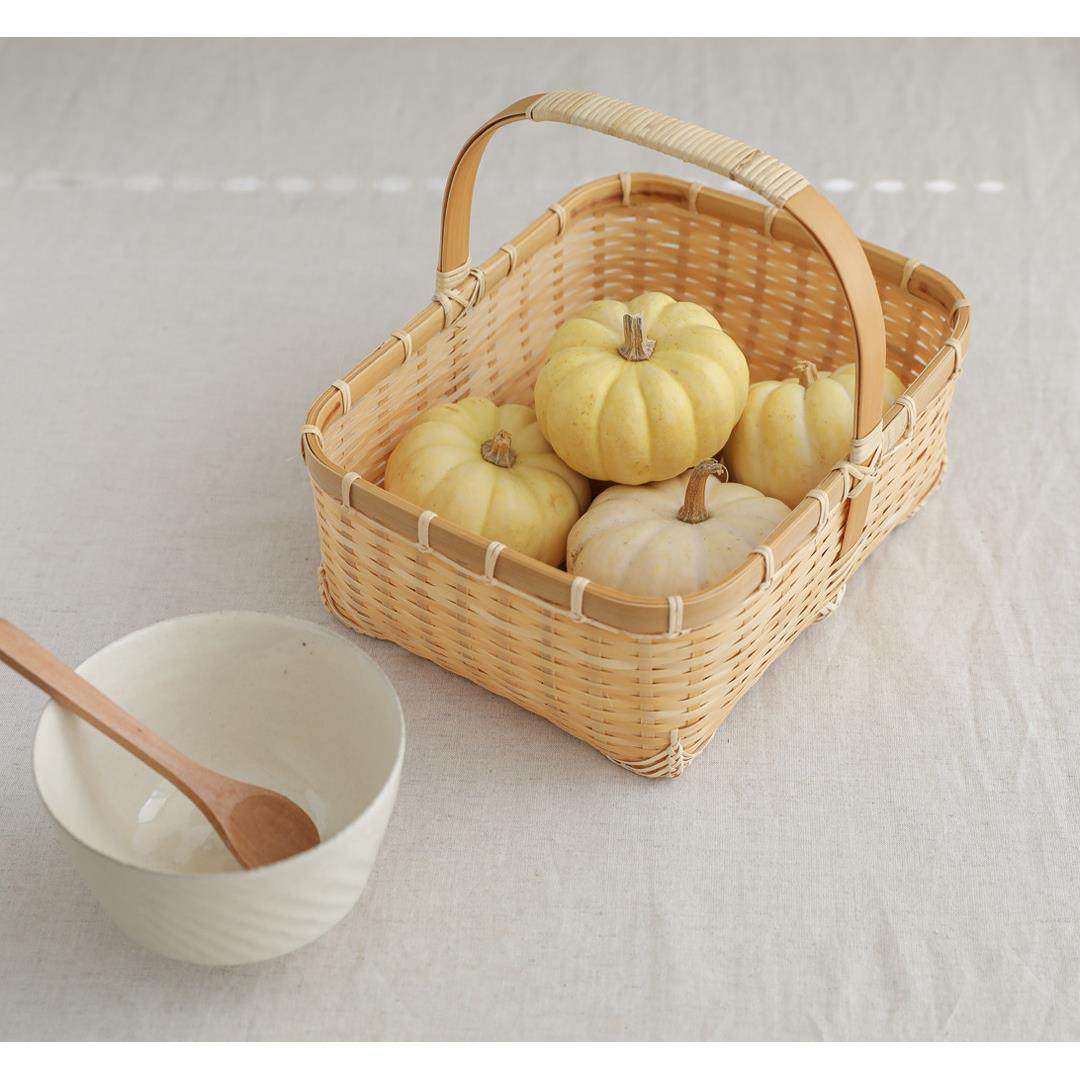 出口订单中国制手工竹编手提篮子家居收纳篮手作藤编面包筐野餐篮