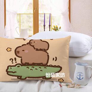 卡皮巴拉水豚枕头套印花单品48 卡通新款 74学生儿童卧室家用枕套