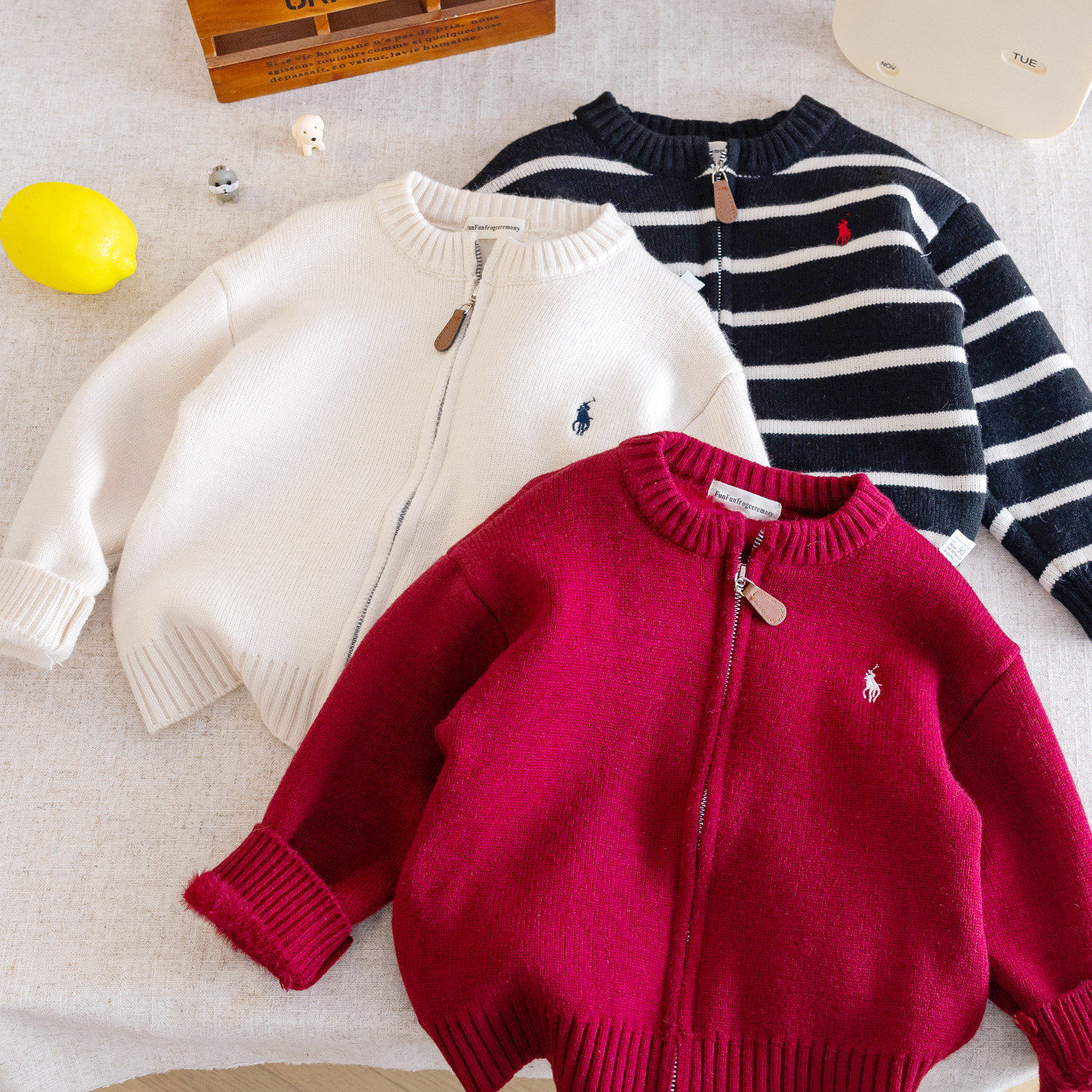 韩版儿童加绒毛衣2025冬男童潮牌针织开衫宝宝小童加厚保暖外套潮