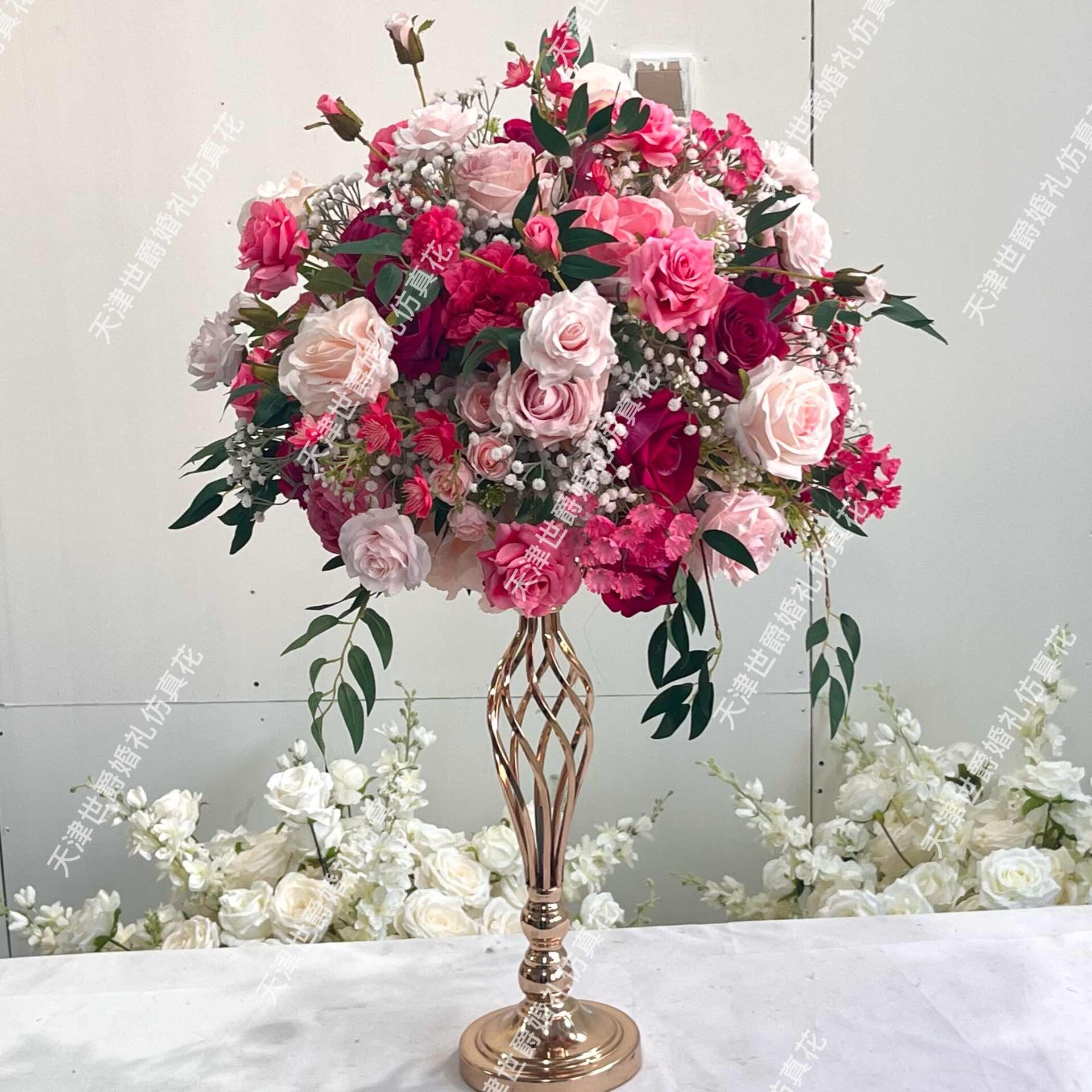 世爵新款婚礼庆典仿真花会议桌摆件50cm装饰布置花球