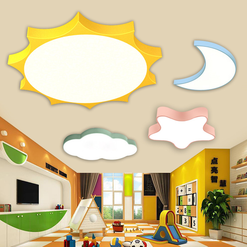 幼儿园云朵星星月亮太阳吊灯通灯具教室过道培训机构造型吸顶灯